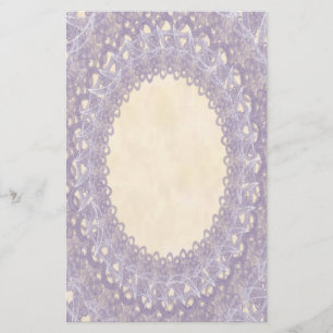 Unlined Monogram Purple IV Wedding Lace Stationery
