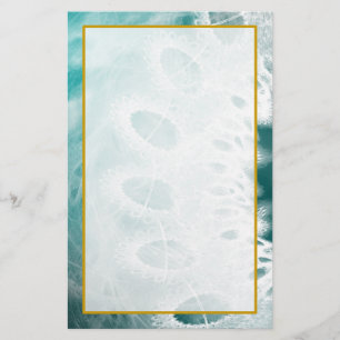 Unlined White Lace on Teal Stationery