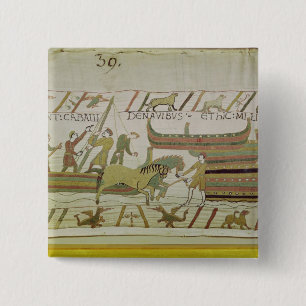 Unloading horses from the ships 15 cm square badge