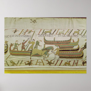 Unloading horses from the ships poster