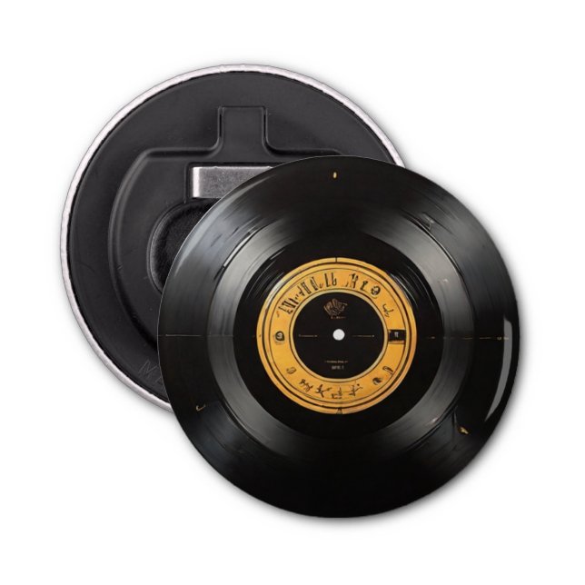 Unlock Nostalgia: Retro Vinyl Record Bottle Opener (Front)