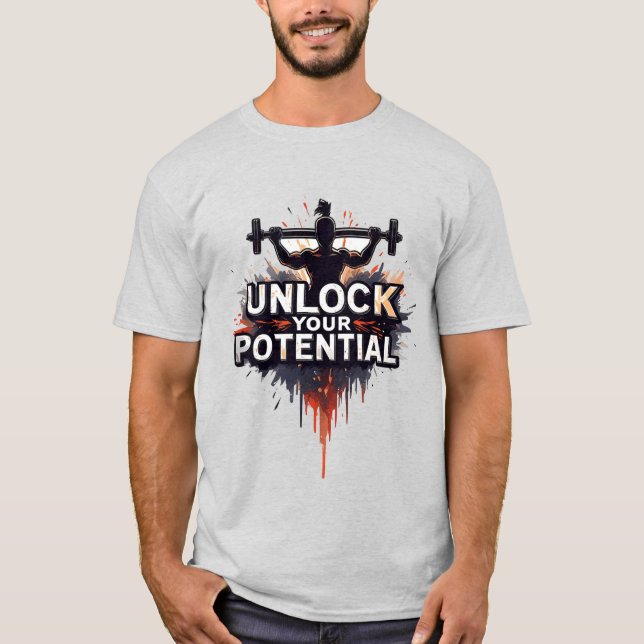 Unlock Your Potential: Bold Fitness Silhouette T-Shirt (Front)