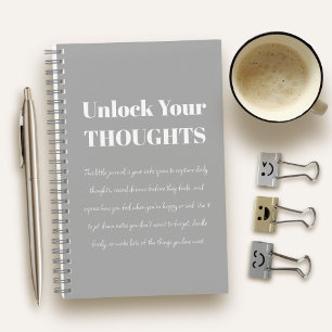 Unlock Your Thoughts Motivational grey Notebook 