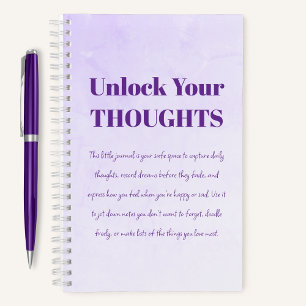 Unlock Your Thoughts Motivational purple Notebook 