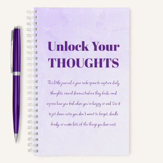 Unlock Your Thoughts Motivational purple Notebook