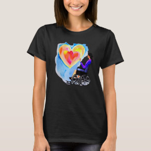 Unlocked Heart Wheelchair Watercolor Neon Pink Cen T-Shirt