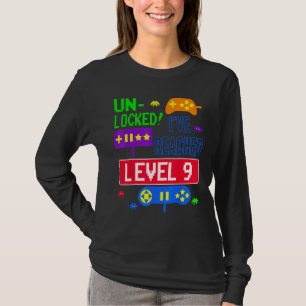 Unlocked I've Reached Level 9 Arcade 9th Birthday T-Shirt