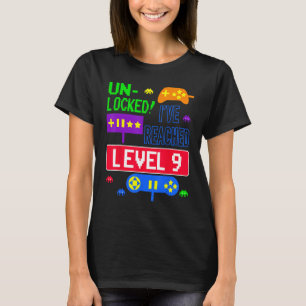Unlocked I've Reached Level 9 Arcade 9th Birthday T-Shirt
