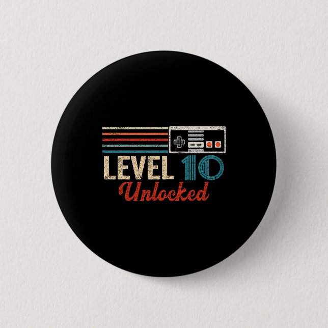 Unlocked Level 10 Birthday Boy Video Game Controll 6 Cm Round Badge (Front)
