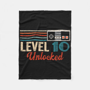 Unlocked Level 10 Birthday Boy Video Game Controll Fleece Blanket