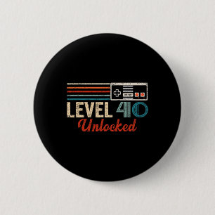 Unlocked Level 40 Birthday Boy Video Game Controll 6 Cm Round Badge