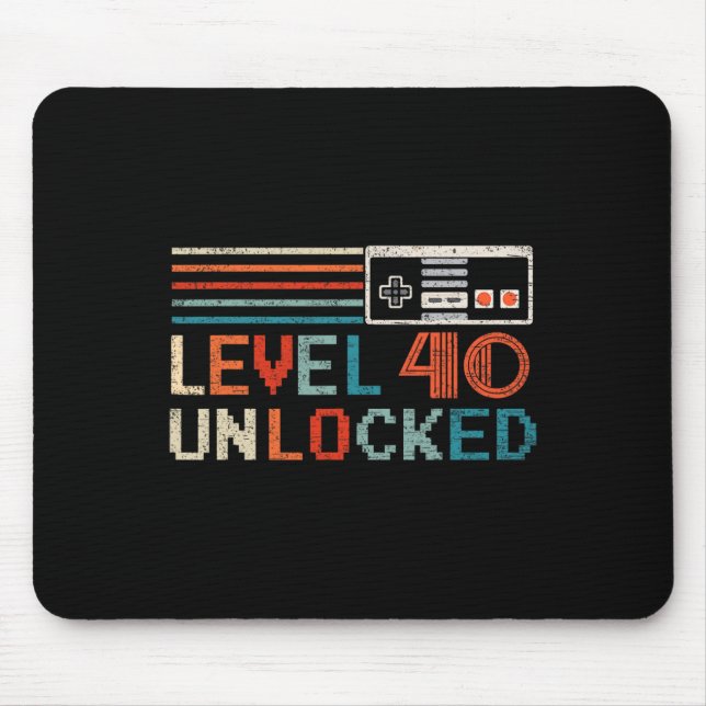 Unlocked Level 40 Birthday Boy Video Game Controll Mouse Pad (Front)