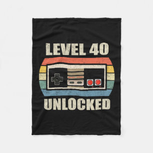 Unlocked Level 40 Birthday Men Women Video Game Co Fleece Blanket