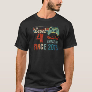 Unlocked Level 4 Birthday 4 Year Old Video Game Co T-Shirt
