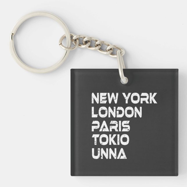 Unna New York London Paris Tokio Anhänger Key Ring (Front)