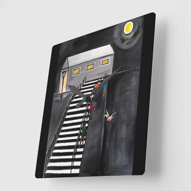 Unnecessary Steps Painting by Alfred Fox Square Wall Clock (Angle)