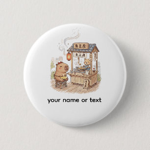 unny Capybara at Stinky Tofu Stall Taiwan Night 6 Cm Round Badge