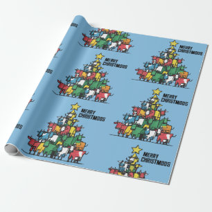 unny Cow Christmas Tree Pun Abstract  Wrapping Paper