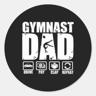 Unny Gymnast Dad Proud Gymnastics Father Humour Fa Classic Round Sticker