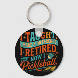 Unny retired educator pickleball player key ring