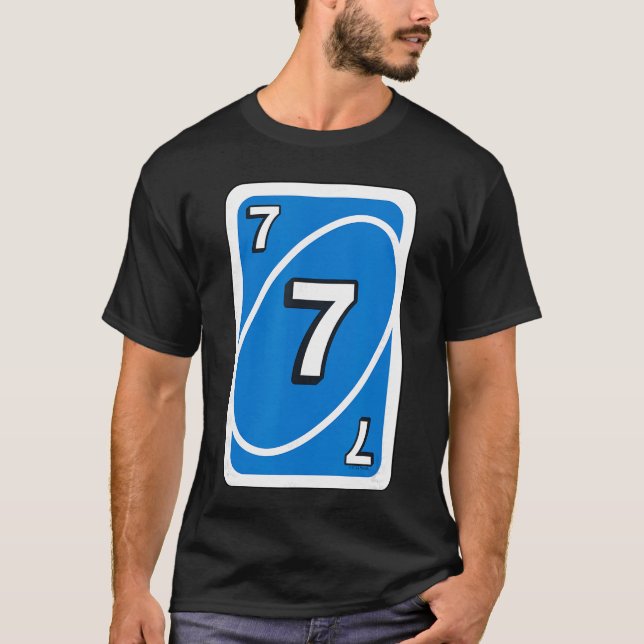 UNO Halloween Blue 7 Card T-Shirt (Front)