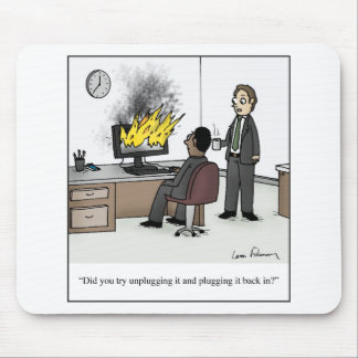 Unplug and Plug it Back in Cartoon Mouse Pad