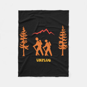 Unplug Hiking Camping Outdoor Nature Adventure Vin Fleece Blanket