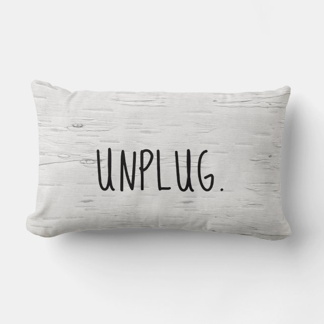 UNPLUG On Birch Wood Lumbar Cushion (Front)
