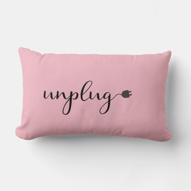 Unplug Script Text with Electrcial Cord and Plug Lumbar Cushion (Front)