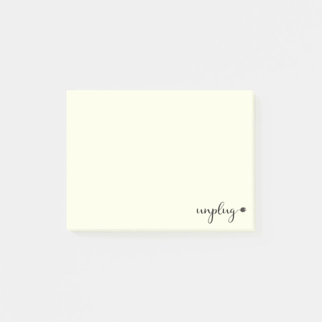 Unplug with Script Text and Electric Plug Post-it Notes (Front)
