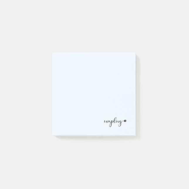 Unplug with Script Text and Electrical Cord Plug Post-it Notes (Front)
