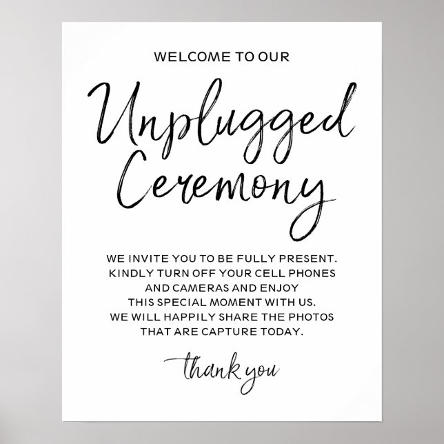 Unplugged Ceremony 16x20 Sign (Front)