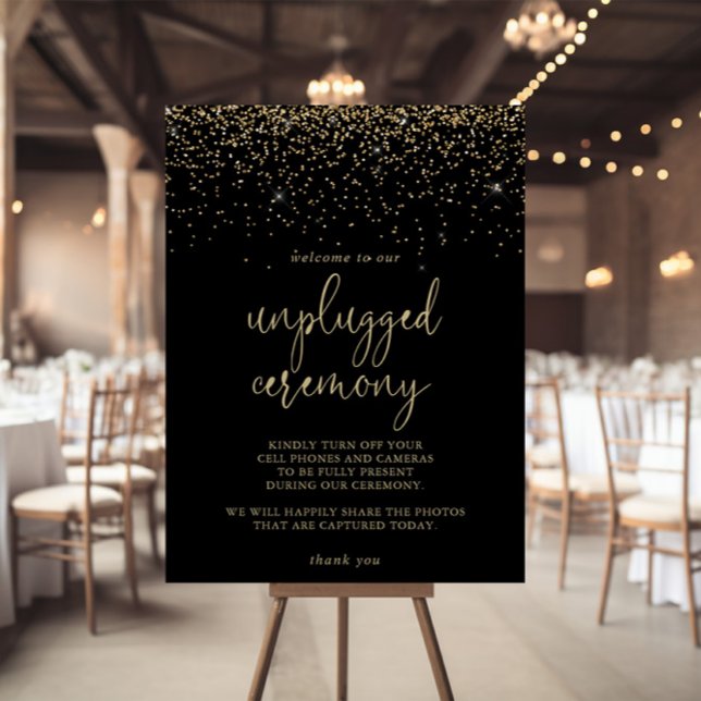  Unplugged Ceremony Gold Confetti Script Sign (Creator Uploaded)