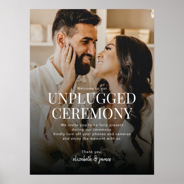 Unplugged Ceremony Photo Wedding Welcome Sign (Front)