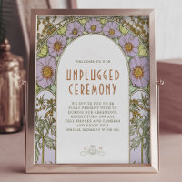 Unplugged Ceremony Sign Vintage Art Nouveau