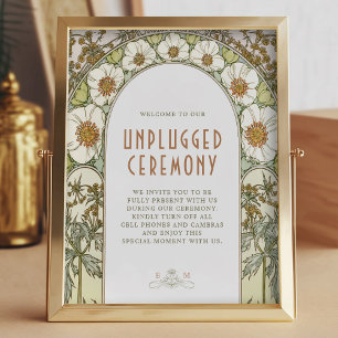 Unplugged Ceremony Sign Vintage Art Nouveau