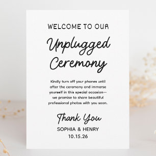 Unplugged Ceremony Simple Modern Chic Wedding Sign