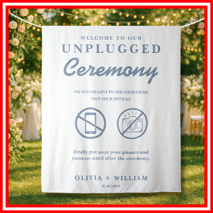 Unplugged Ceremony Wedding Dusty Blue Backdrop Tapestry