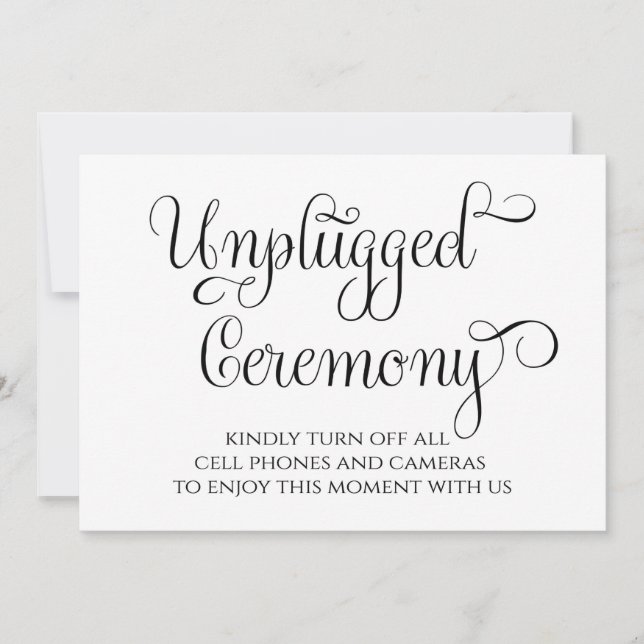 unplugged ceremony Wedding Sign Invitation (Front)