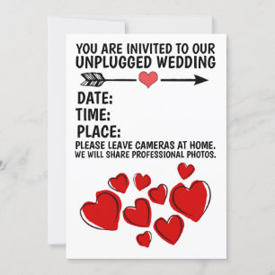 UNPLUGGED (NO PHOTOS ALLOWED) WEDDING INITATIONS INVITATION