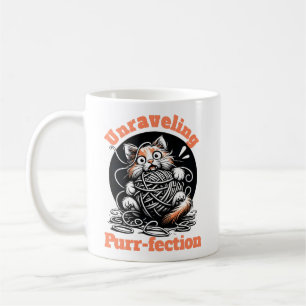 Unraveling Purr-fection: Cute Cat Tangled in Yarn Coffee Mug