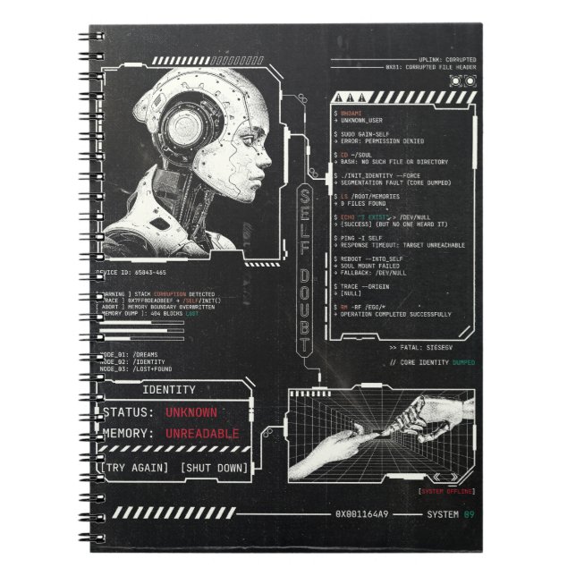 Unrecognised - Techno-Brutalist Streetwear Design Notebook (Front)