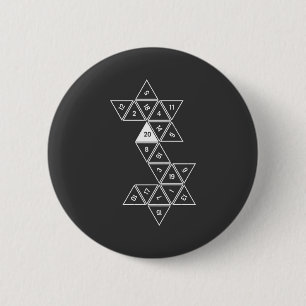 Unrolled D20 6 Cm Round Badge