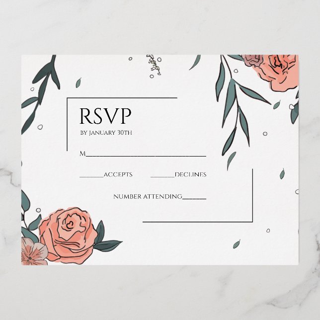 Unrushed RSVP Foil Invitation Postcard (Front)