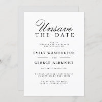 Unsave The Date Elegant Wedding Postponed