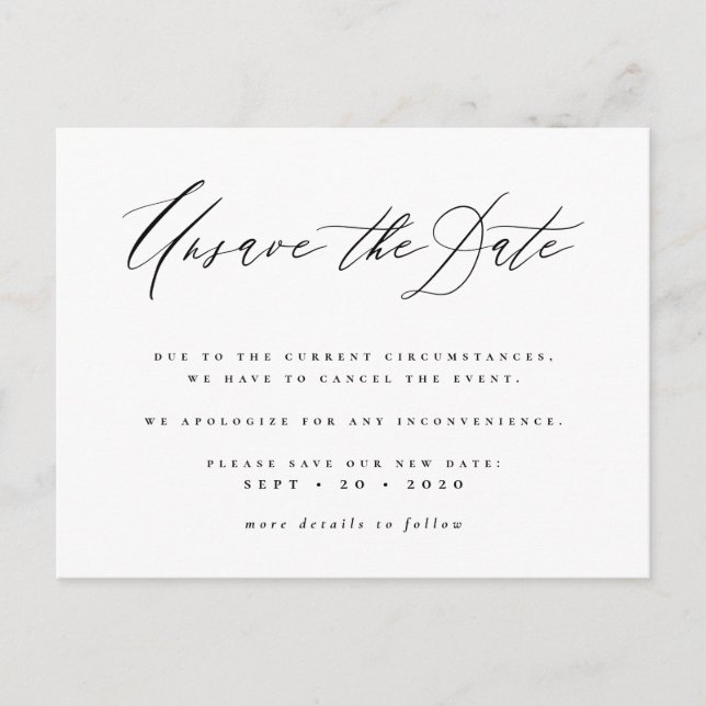 Unsave The Date Script New Date Announcement (Front)