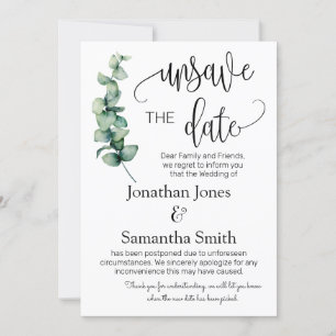 Unsave the dates wedding date change greenery invi invitation