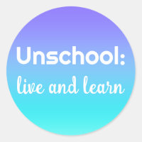 Unschool Live and Learn Teal Purple Stickers