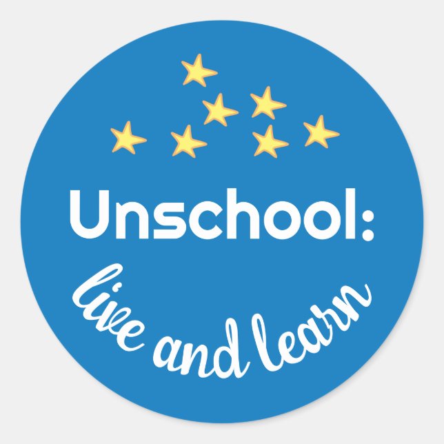 Unschool Live and Learn with Stars Stickers (Front)