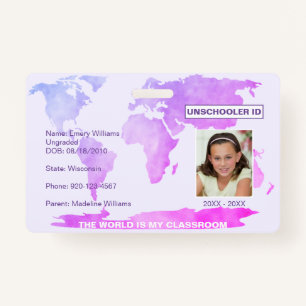 Unschooling Homeschooling Map Badge ID Badge